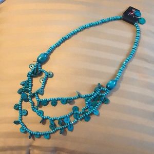 Teal necklace & earrings set
